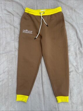 Noak HEAVY Brown Jogger Sweatpants with Yellow Trim
